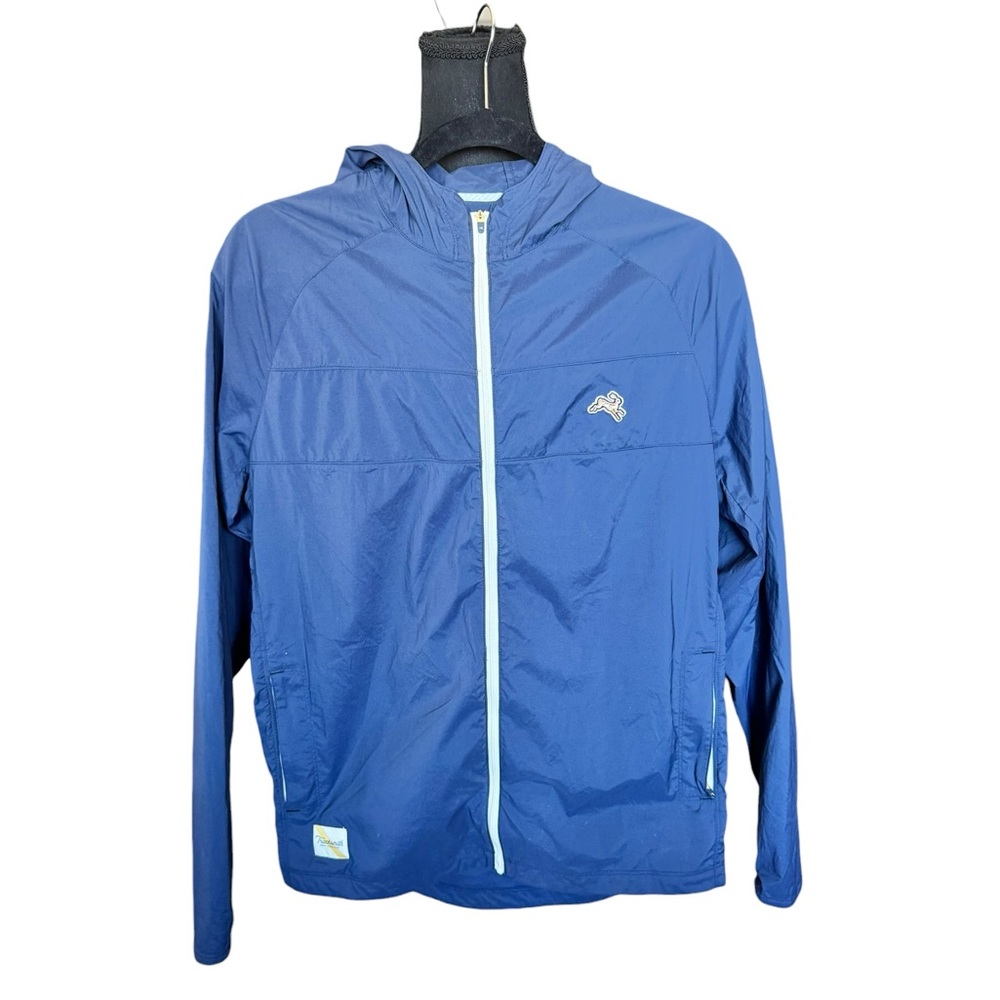 Tracksmith Blue Lightweight Running Jacket Hooded… - image 1